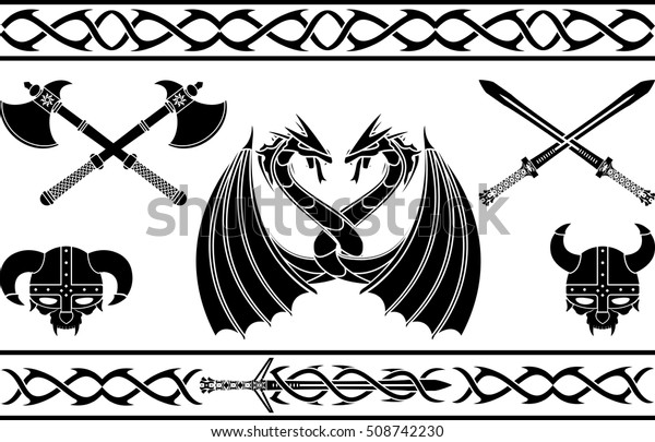 Set Fantasy Viking Signs Patterns Stock Vector (Royalty Free) 508742230