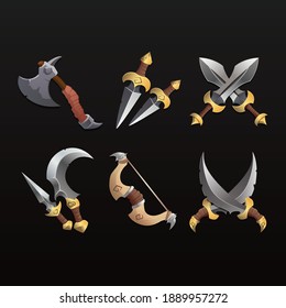 Set of Fantasy Weapons Vector illustration