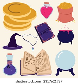 Ilustración dibujada a mano de objetos mundiales fantasmas
