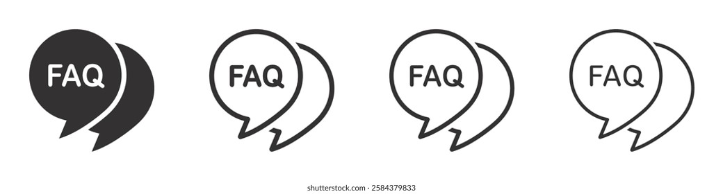 Set of FAQ help icons. Speech bubble and FAQ, information, frequently question. Vector illustration. EPS10.