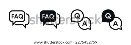 Set of faq icon collection for help, ask, discussion, speech, to get information about frequently asked questions symbol for an app or web design interface vector