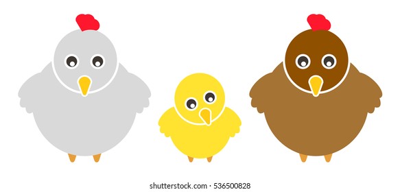 Set of Farm Animal - Chicken, Vector illustration