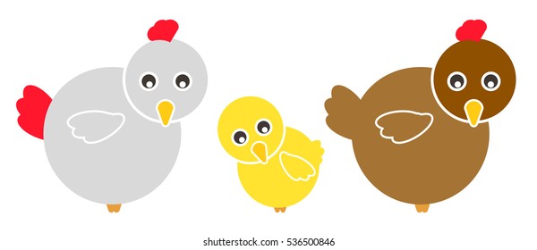Set of Farm Animal - Chicken, Vector illustration