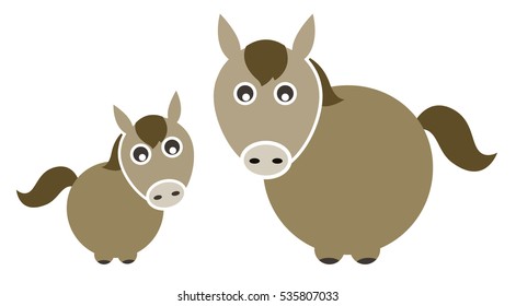 Set of Farm Animal - Horse, Vector illustration
