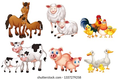Set of farm animal illustration - Shutterstock ID 1337279258