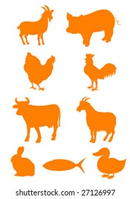 Set of farm animal shapes