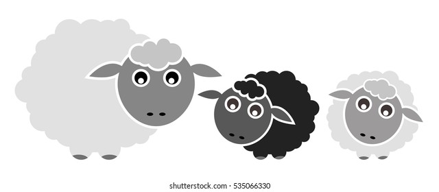 Set of Farm Animal - Sheep, Vector illustration