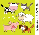 Set of farm animal.Funny cartoon and vector illustration.