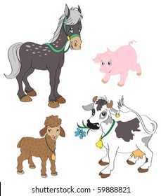 Set of farm animals