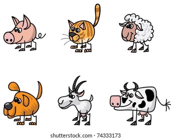 Set of farm animals