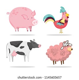 Set of farm animals cartoons