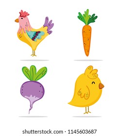 Set of farm animals cartoons