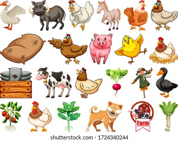Set of farm animals illustration