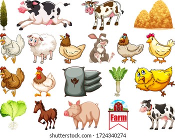 Set of farm animals illustration