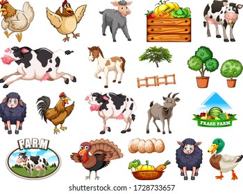 Set of farm animals illustration