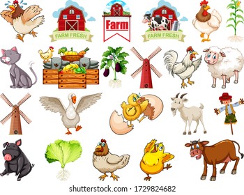 Set of farm animals illustration