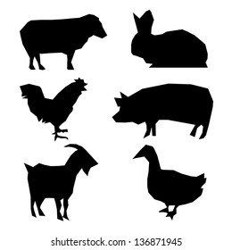 Set of farm animals  isolated on a white backgrounds