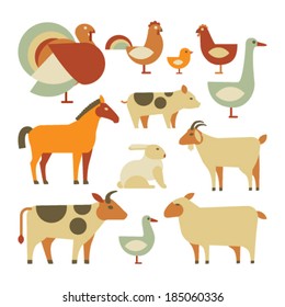 set of farm animals. isolated on white
