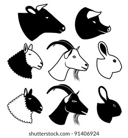 set of farm animals silhouettes