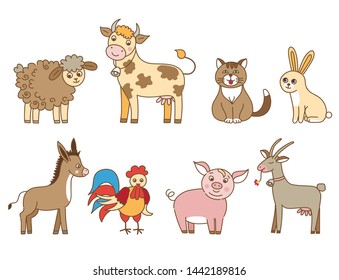 Set of farm animals, vector illustration