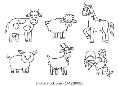 Set of farm animals, vector illustration