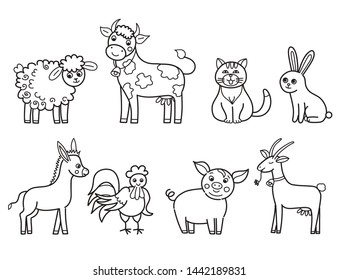 Set of farm animals, vector illustration