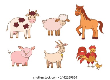 Set of farm animals, vector illustration