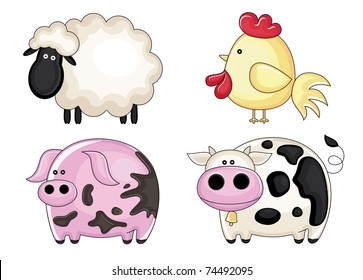 set of farm animals. vector illustration