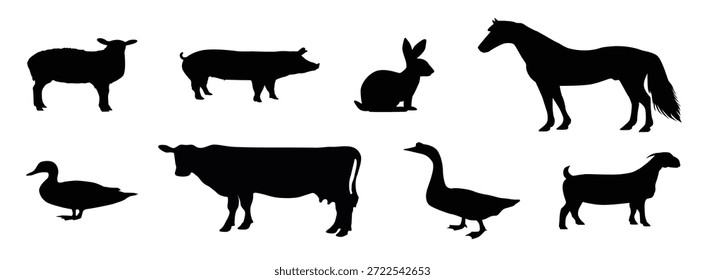 conjunto de animais de exploração vetor isolado sobre fundo branco