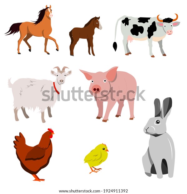 Set Farm Animals Vector Isolated On Stock Vector (Royalty Free ...