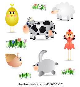 Set of farm animals. Vector stock.