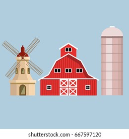 Set of farm buildings. Vector illustration