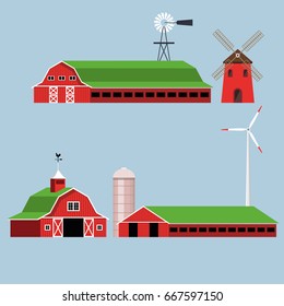 Set of farm buildings. Vector illustration