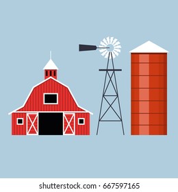 Set of farm buildings. Vector illustration