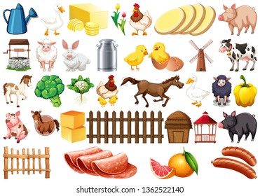 Set of farm element illustration
