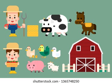 set of farm in flat design style.
