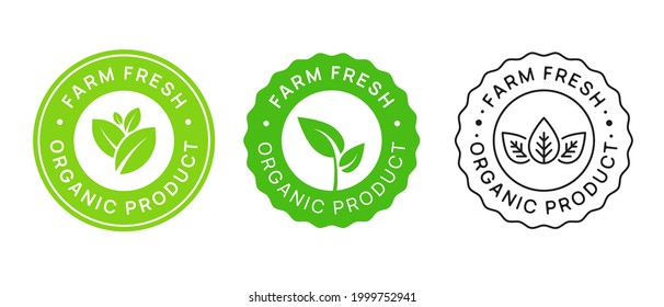 Set Of Farm Fresh Emblem. Natural Organic Food Stamp Vector Design.