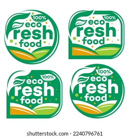 Set of farm fresh food labels logo