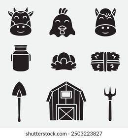 set of farm good for icons, symbols, logo, silhouette design, etc