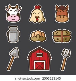 set of farm good for sticker design, pattern design, clip art design, element design, etc
