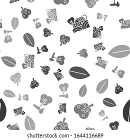 Set Farm House concept, Tree with apple, Leaf and Watering Tree on seamless pattern. Vector