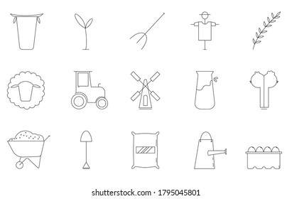 Set of farm icon. Line icon.