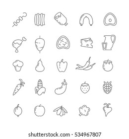 Set of farm icons with the products