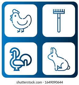 Set of farm icons. Such as Hen, Rake, Rooster, Rabbit , farm icons