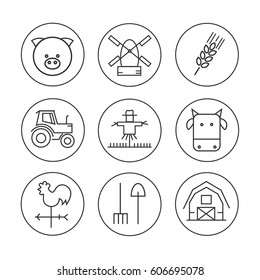 Set Farm line icon. Vector illustration