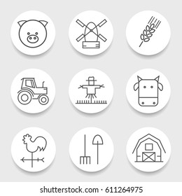 Set Farm line icon. Vectr illustration