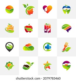 conjunto de plantillas vectoriales de diseño de logotipo de granja. Concepto del logotipo de la granja