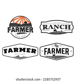 set of farm logo icon and vector