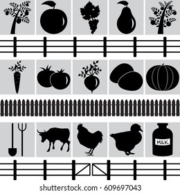Set of farm production icons.