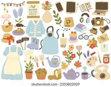 set of farm stickers isolated.vector farm set. hand-drawn stickers on a white background.